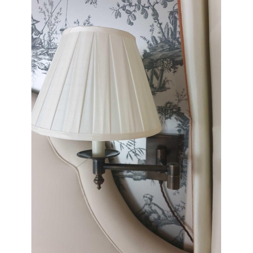 595 - A Pair Of Gentlemen Library Swing Arm Single Candle Wall Sconce With Pleated Shade (Room s 306 &... 