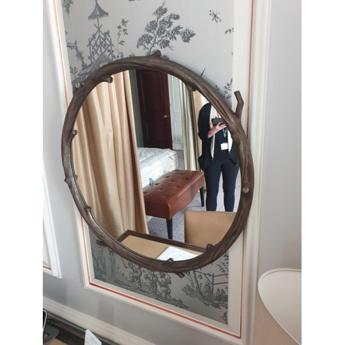 597 - Forgeability Bespoke Metalwork Twig Circular Wall Mirror Brass Surround 60cm Diameter (Room 306 &... 