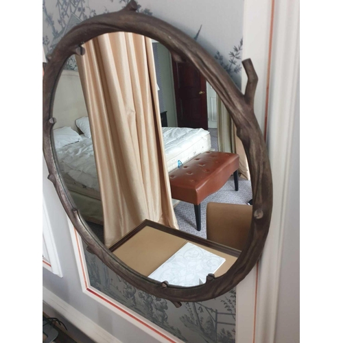 597 - Forgeability Bespoke Metalwork Twig Circular Wall Mirror Brass Surround 60cm Diameter (Room 306 &... 