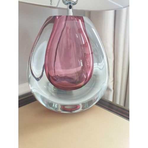 598 - Heathfield And CO Mia Table Lamp Mouth-Blown Glass Features An Intense Drop Of Colour And A Satin Sh... 