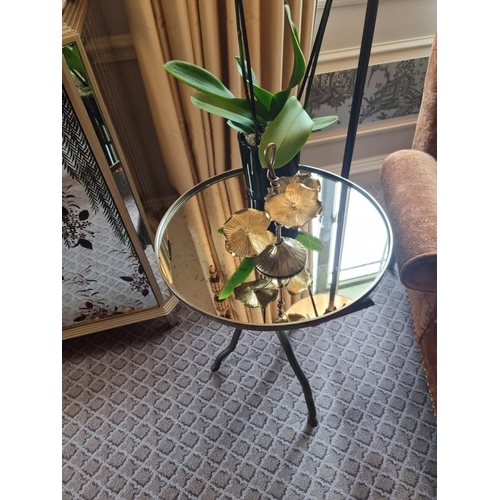 605 - A Brass Hammered Iron Branch Sculpted Accent Table Crafted In Distressed Leafed Metal With A Distres... 