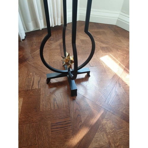 634 - A Regency Style Marble-Top Metal Bouillotte Table Having A Bronze Framed Marble Top Supported By Cas... 