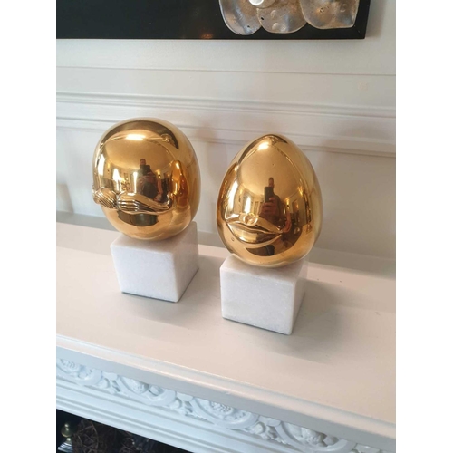 640 - 2 x Jonathan Adler Brass Misia Sculpture Hand Sculpted In The Designers Soho Studio Then Sand Cast I... 