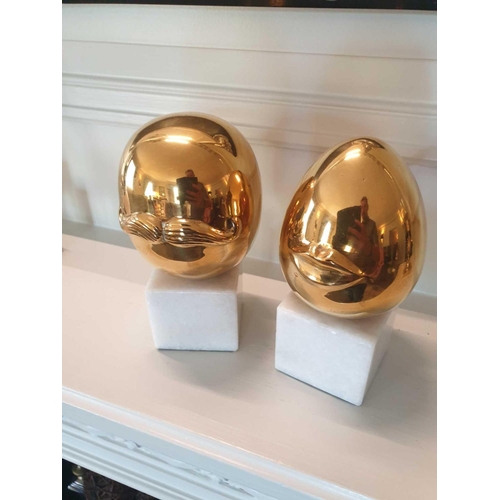 640 - 2 x Jonathan Adler Brass Misia Sculpture Hand Sculpted In The Designers Soho Studio Then Sand Cast I... 