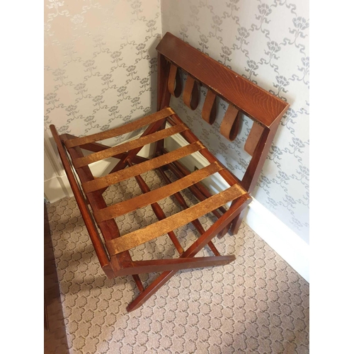 708 - 2 x Dark Mahogany Luggage Rack With Black Leather Straps 65 x 43 x 50cm (Room 310 & 311)