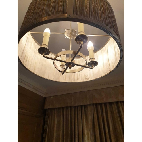 715 - 2 x Drum Style Pendant Steel Frame With Pleated Shade 53cm Diameter (Room 310 & 311)