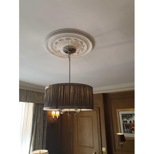 715 - 2 x Drum Style Pendant Steel Frame With Pleated Shade 53cm Diameter (Room 310 & 311)