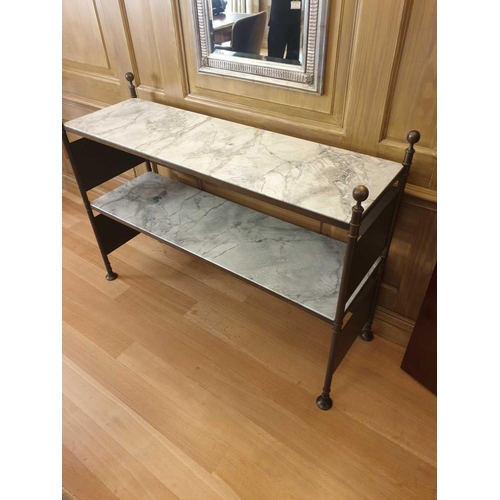 716 - A Two-Tier Iron Bronze And Marble Console Table 134 x 41 x 89cm (Room 310 & 311)