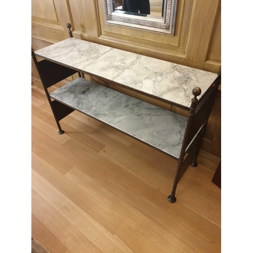 716 - A Two-Tier Iron Bronze And Marble Console Table 134 x 41 x 89cm (Room 310 & 311)