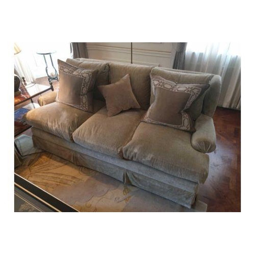 726 - Classic Upholstered 3 Seater Sofa In Fabric Complete With Scatter Cushions (Room 310 & 311)... 