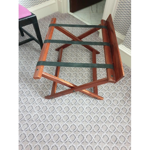 812 - Dark Mahogany Luggage Rack With Black Straps 65 x 43 x 50cm (Room 316)