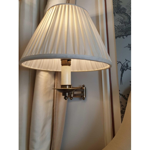 815 - A Pair Of Gentlemen Library Swing Arm Single Candle Wall Sconce With Pleated Shade (Room 317 & 3... 