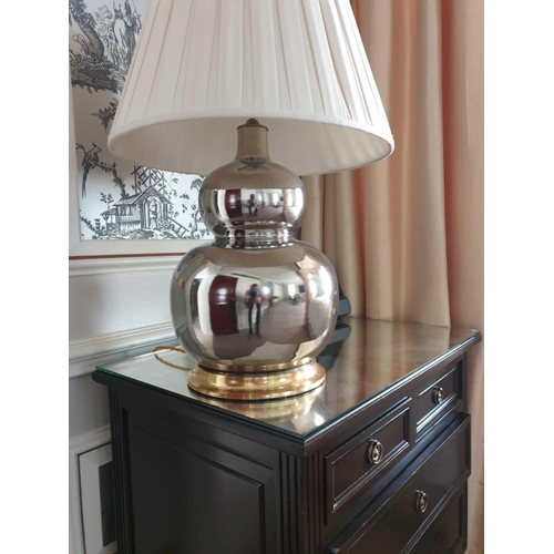 817 - A Pair Of Heathfiled Stout Double Gourd Table Lamps With Shade 66cm (Room 317 & 318)