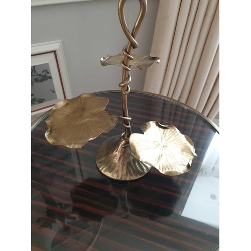 824 - Jay Strongwater Three Tiered Lily Pad Stand Display Brass 26cm (Room 317 & 318)