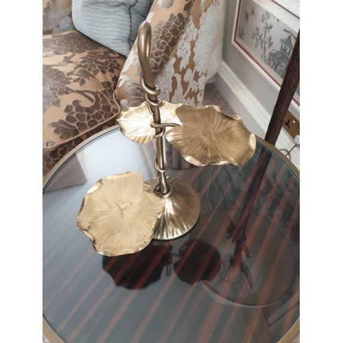 824 - Jay Strongwater Three Tiered Lily Pad Stand Display Brass 26cm (Room 317 & 318)