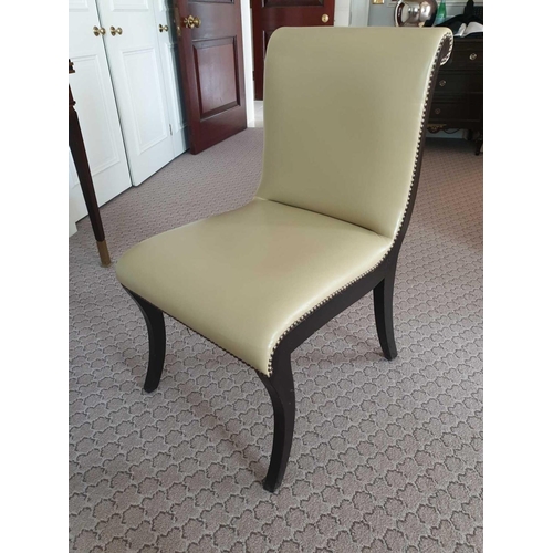 828 - Scroll Back Leather Side Chair Legs And Frame In Solid Oak With A Stained Finish Upholstered In Leat... 