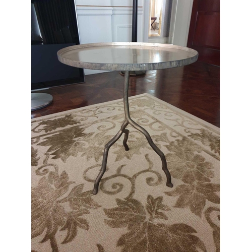 847 - Sculptured Base Brass Side Table With Mirrored Top 50 x 60cm (Room 317 & 318)