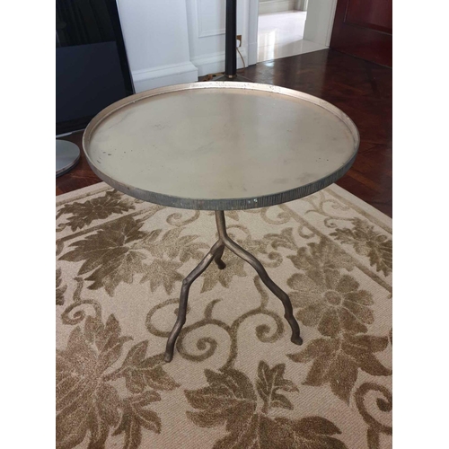 847 - Sculptured Base Brass Side Table With Mirrored Top 50 x 60cm (Room 317 & 318)