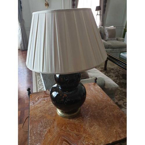 850 - A Pair Of Heathfield And Co Gourd Textured Ceramic Table Lamp With Shade 70cm (Room 317 & 318)