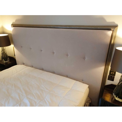 955 - Headboard Handcrafted With Nail Trim And Padded Textured Woven Upholstery (Room 323 324)  (This lot ... 