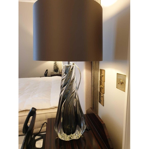 957 - A Pair Of Naiad Crystal Table Lamps With Brown Shade 65 Cm (Room 323 324)  (This lot is located in B... 