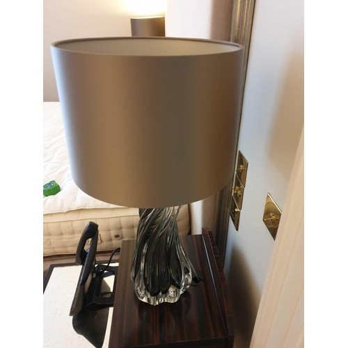 957 - A Pair Of Naiad Crystal Table Lamps With Brown Shade 65 Cm (Room 323 324)  (This lot is located in B... 