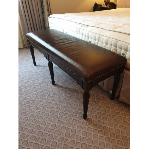 958 - Tufted Leather Bench With Scrolled Apron 130 x 46 x 47cm (Room 323 324)  (This lot is located in Bat... 