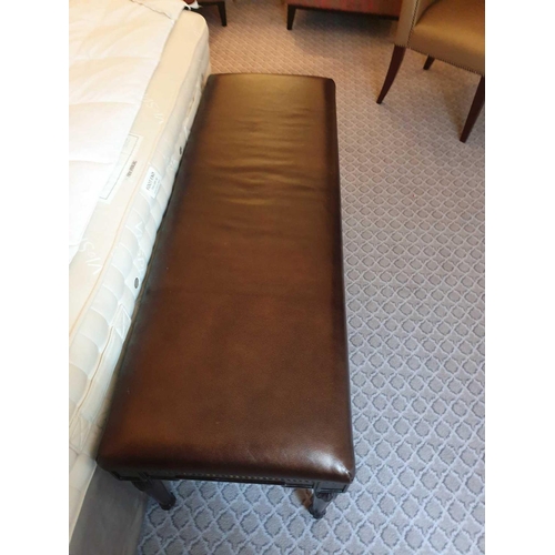 958 - Tufted Leather Bench With Scrolled Apron 130 x 46 x 47cm (Room 323 324)  (This lot is located in Bat... 