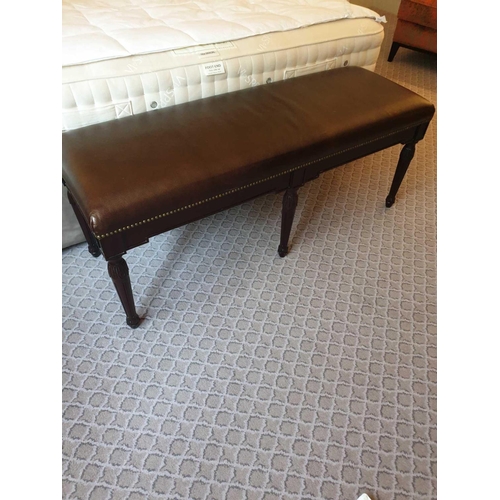 958 - Tufted Leather Bench With Scrolled Apron 130 x 46 x 47cm (Room 323 324)  (This lot is located in Bat... 