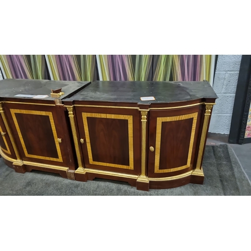 201 - Mahogany credenza bar with giltwood dectoration - note top is not included as this was a built in un... 