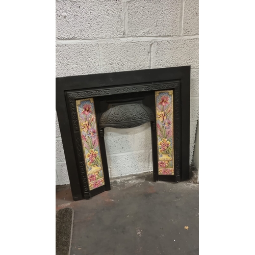 206 - Cast iron fire surround with decorative Victorian style side panels 102 x 100cm  ( This item is loca... 