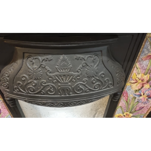 206 - Cast iron fire surround with decorative Victorian style side panels 102 x 100cm  ( This item is loca... 