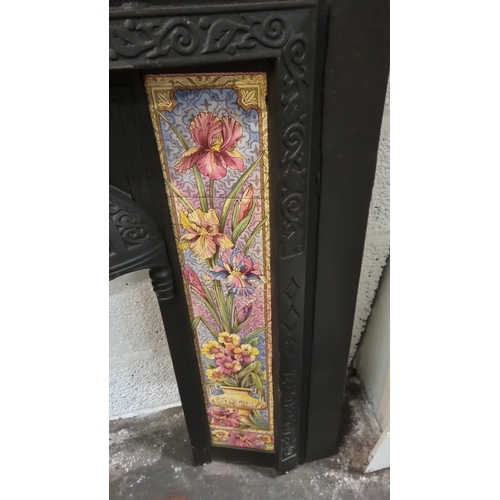 206 - Cast iron fire surround with decorative Victorian style side panels 102 x 100cm  ( This item is loca... 