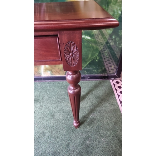 217 - A carved mahogany three drawer hall or console table 140 x 35 x 80cm ( This item is located in Bath)