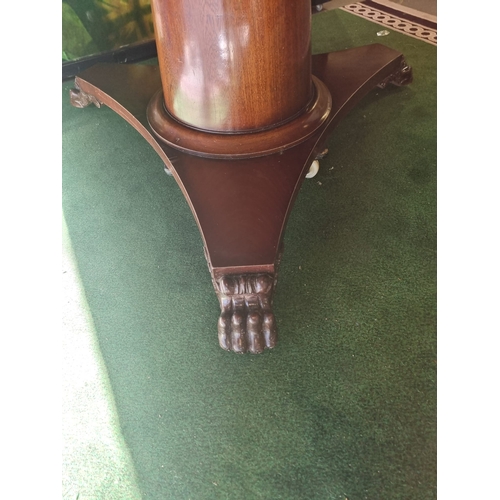 220 - A significant mahogany with banded inner border centre table 185cm diameter . Baluster pillar suppor... 