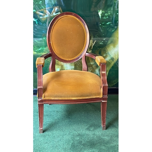 119b - Louis XV style framed and upholstered in gold velvet arm chair 68 x 68 x 105cm (Nb This lot is locat... 