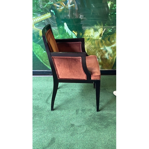 145a - A pair of mahogany framed upholstered side chairs wooden framed with padded seat and back rest 40 x ... 