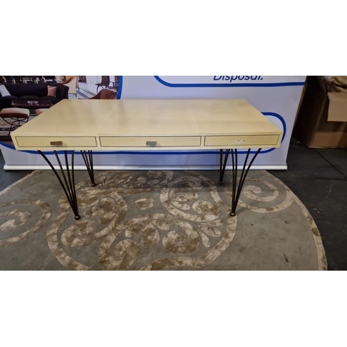 35 - Ravel Natural Vellum and Aged Brass Desk By Julian Chichester A Stunning 1950s Inspired Desk In Natu... 