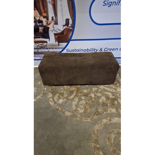 36 - Brown Upholstered Ottoman Bench On A Cross Wooden Base 120 x 47 x 46cm