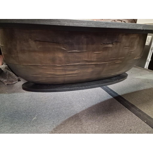 41 - Large Dark wooden table on a solid wooden base 300 x 156 x 72 cm ( significant water damage causing ... 