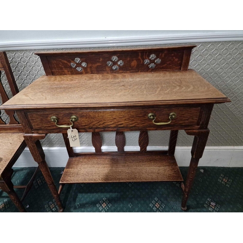 4a - A Victorian Oak Stained Hall Table  Raised Carved Moulded Back Above A Beautifully Figured Top ... 