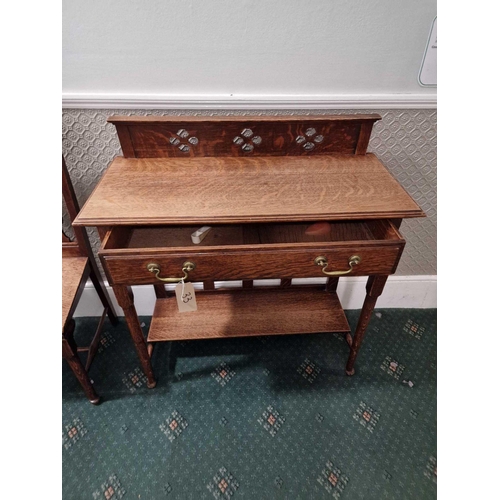 4a - A Victorian Oak Stained Hall Table  Raised Carved Moulded Back Above A Beautifully Figured Top ... 