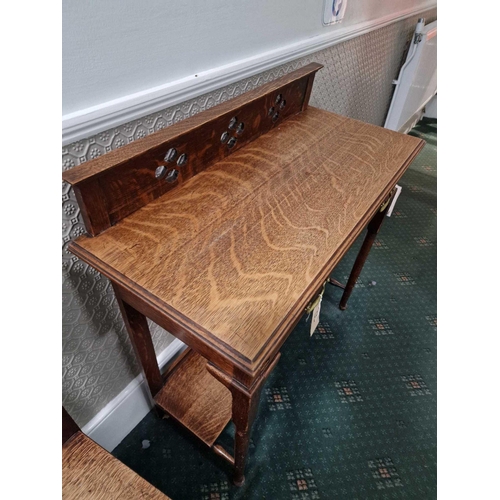 4a - A Victorian Oak Stained Hall Table  Raised Carved Moulded Back Above A Beautifully Figured Top ... 