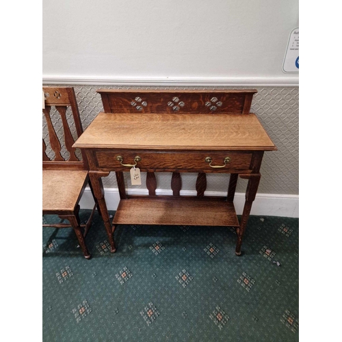 4a - A Victorian Oak Stained Hall Table  Raised Carved Moulded Back Above A Beautifully Figured Top ... 