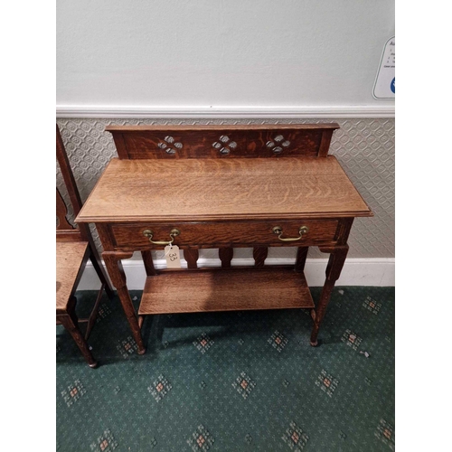 4a - A Victorian Oak Stained Hall Table  Raised Carved Moulded Back Above A Beautifully Figured Top ... 