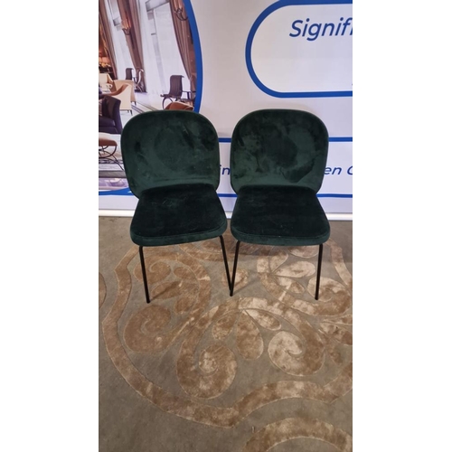 6 - Simba Forest Green Velvet Side Chair Stylish Upholstered Dining Design With A Curved And Angular Bac... 