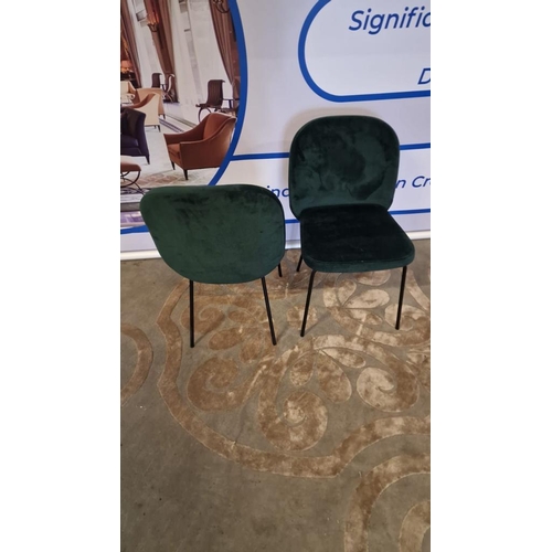 6 - Simba Forest Green Velvet Side Chair Stylish Upholstered Dining Design With A Curved And Angular Bac... 