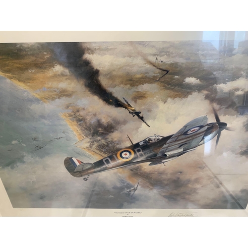 707 - Robert Taylor Signed Art Print Victory Over Dunkirk Signed By Wing Commander Bob Stanford Tuck DSO D... 