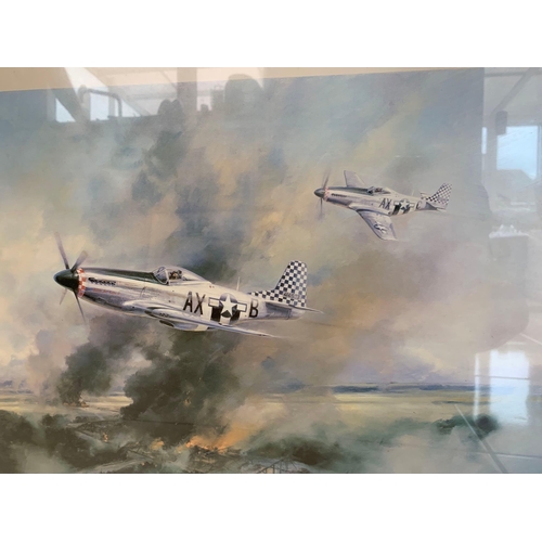 711 - Robert Taylor Art Print P-51 Mustang Signed By Pilot General Russell Berg U.S.A.F 63 x 52cmThe Name ... 