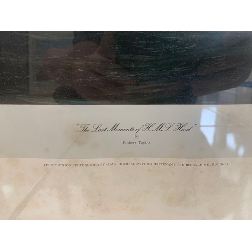 714 - Robert Taylor First Edition Print The Last Moments Of HMS Hood Signed By Lieutenant Ted Briggs RN MB... 